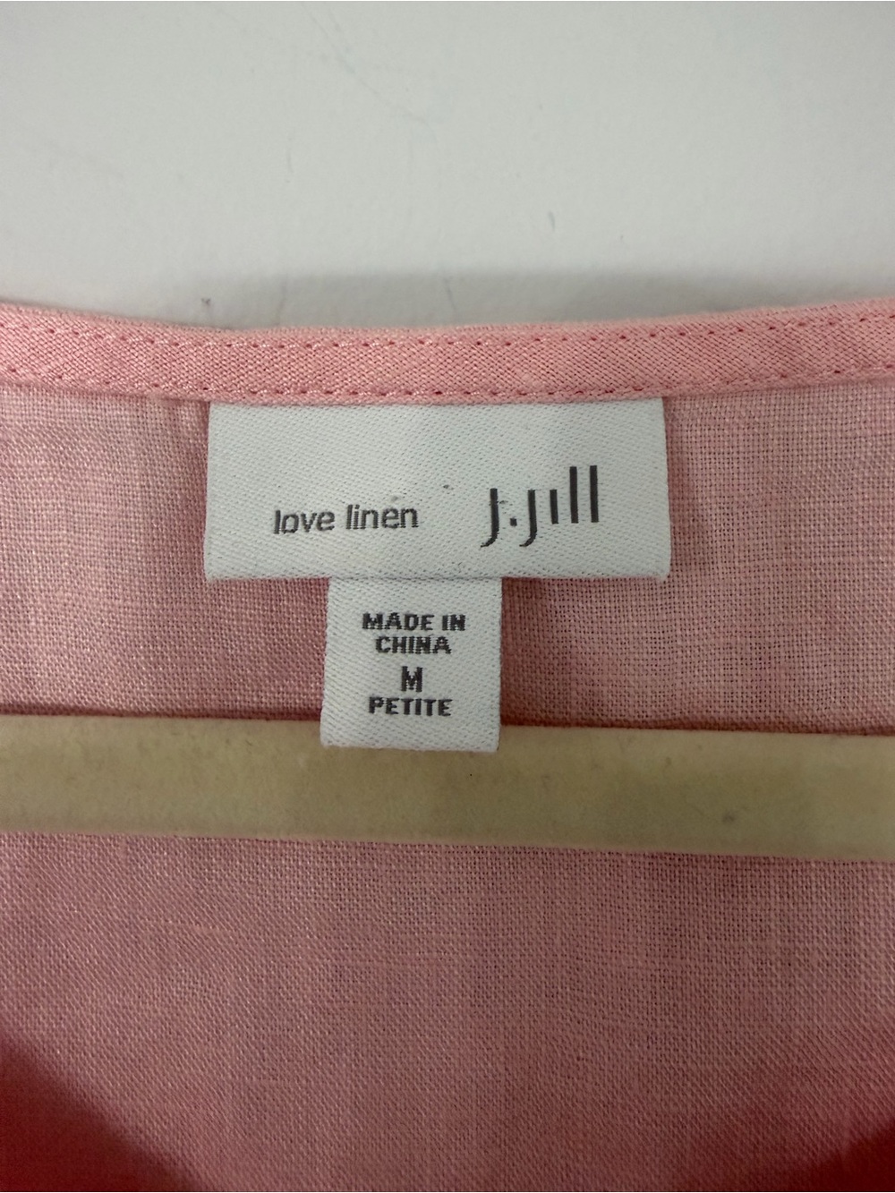 J. Jill women’s medium light pink v-neck 100% linen summer shift dress midi - Picture 2 of 6